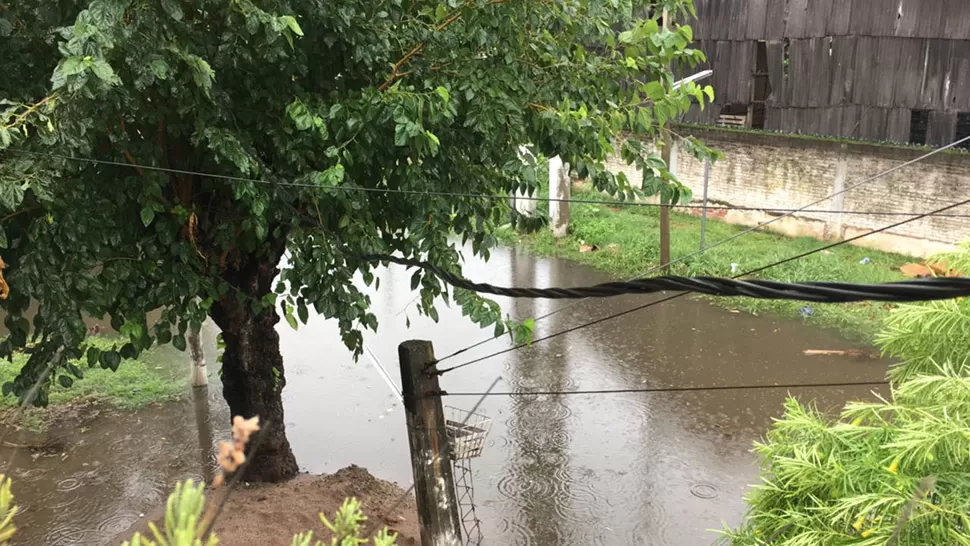 CALLES ANEGADAS. El agua continuaba acumulada esta mañana en España al 1.200. FOTO ENVIADA AL WHATSAPP DE LA GACETA