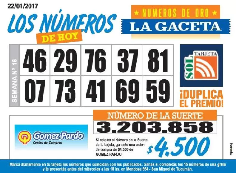 Los Números de Oro de LA GACETA