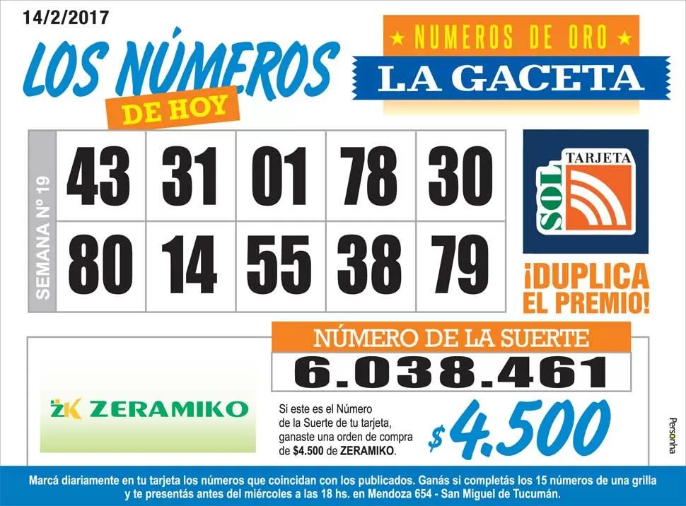 Los Números de Oro de LA GACETA