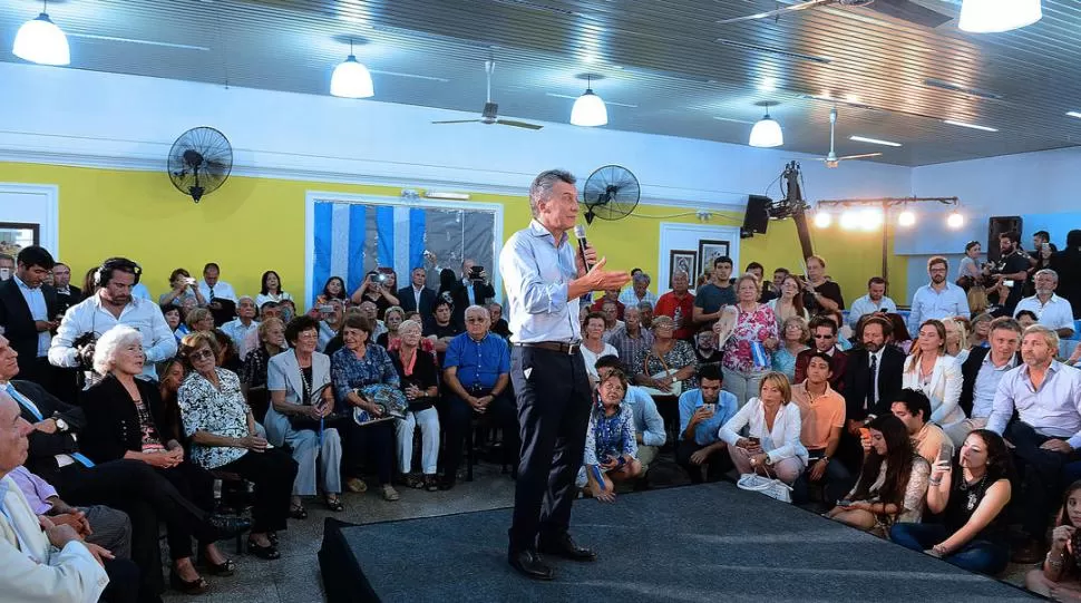 CON JUBILADOS SANLUISEÑOS. El presidente visitó ayer la provincia de San Luis y expuso, en una charla informal, ante pasivos y afiliados del PRO.  Dyn