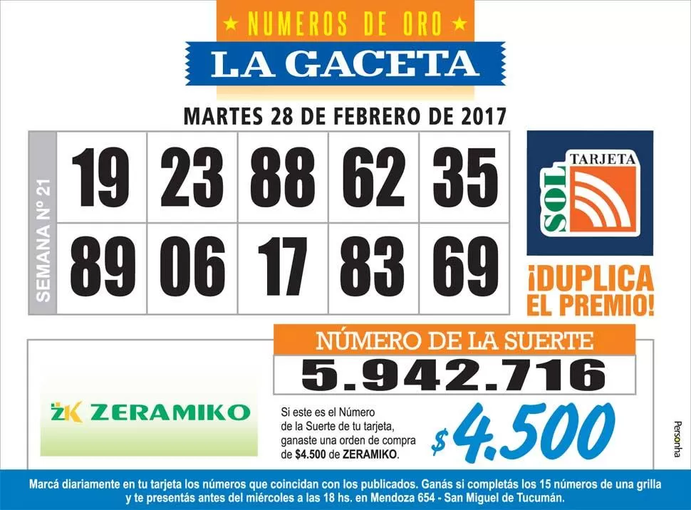 Los Números de Oro de LA GACETA