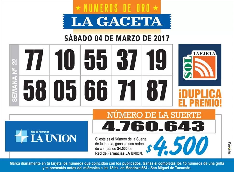 Los Números de Oro de LA GACETA