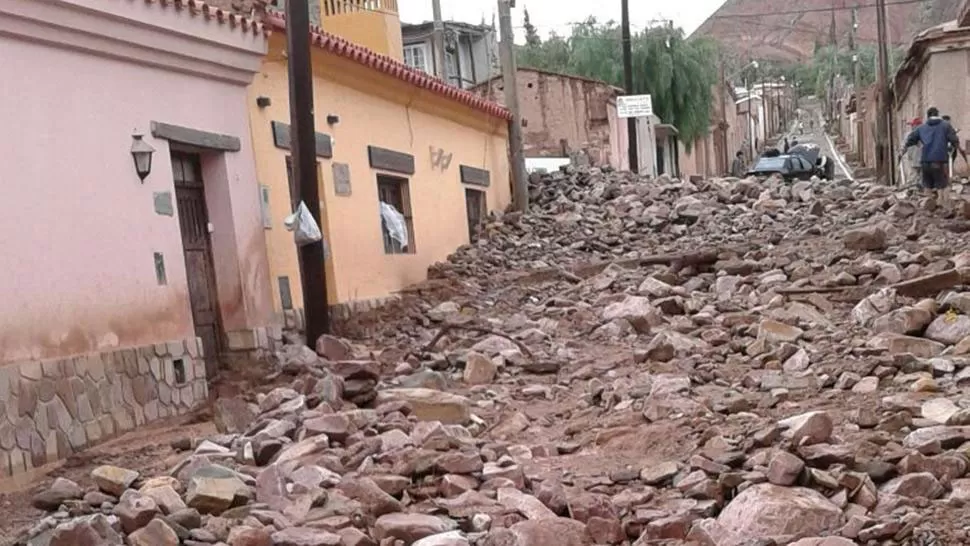 TILCARA. Así quedó una de las calles del pueblo.