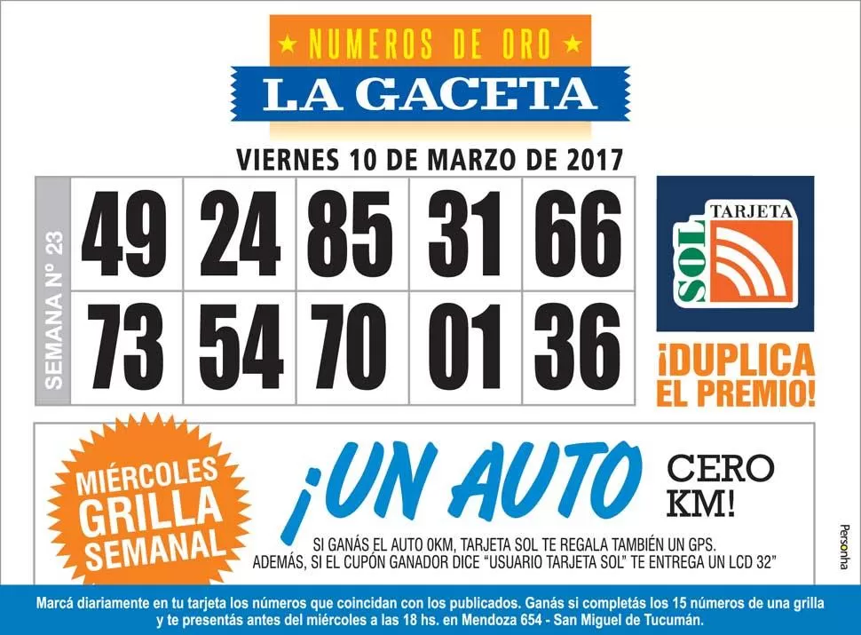 Los Números de Oro de LA GACETA