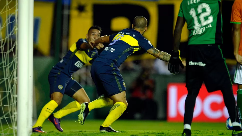 FESTEJO. El equipo xeneize se mantiene en la punta del campeonato. FOTO TOMADA DE TWITTER @BOCAJRSOFICIAL