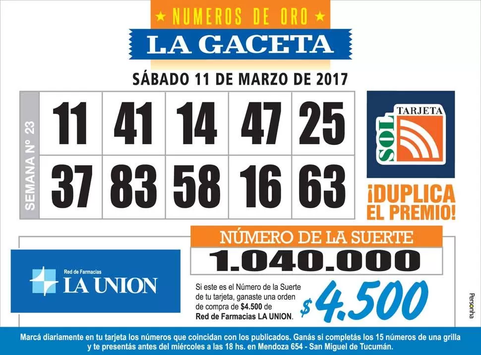 Los Números de Oro de LA GACETA