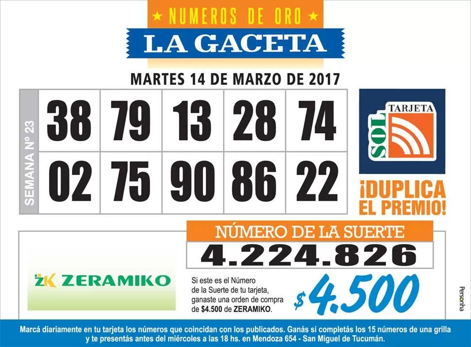 Los Números de Oro de LA GACETA