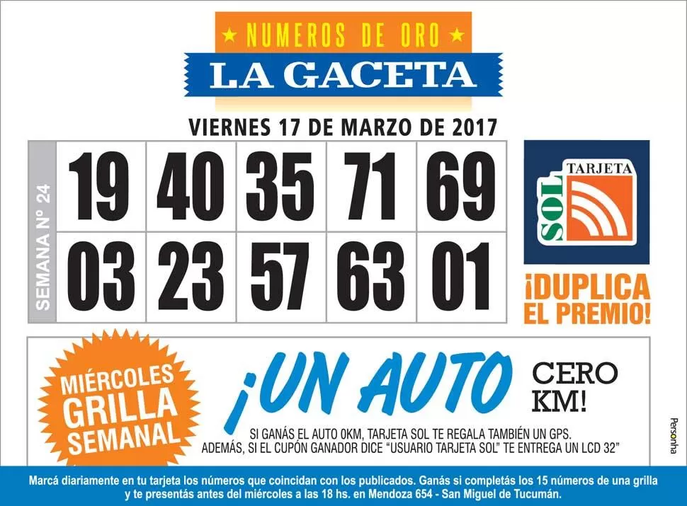 Los Números de Oro de LA GACETA