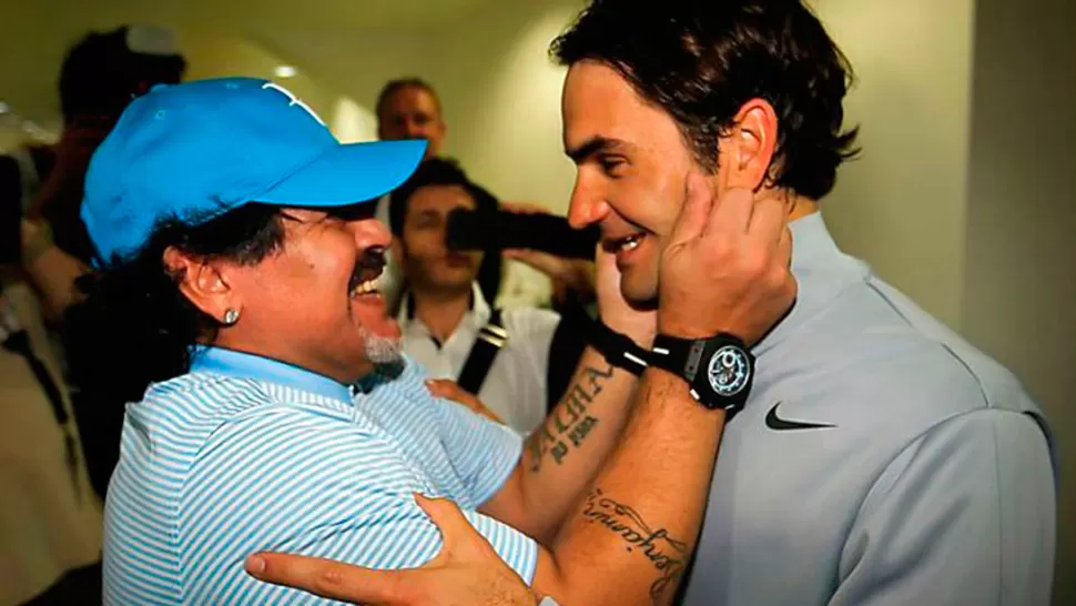 DIEGO MARADONA Y ROGER FEDERER (ARCHIVO)