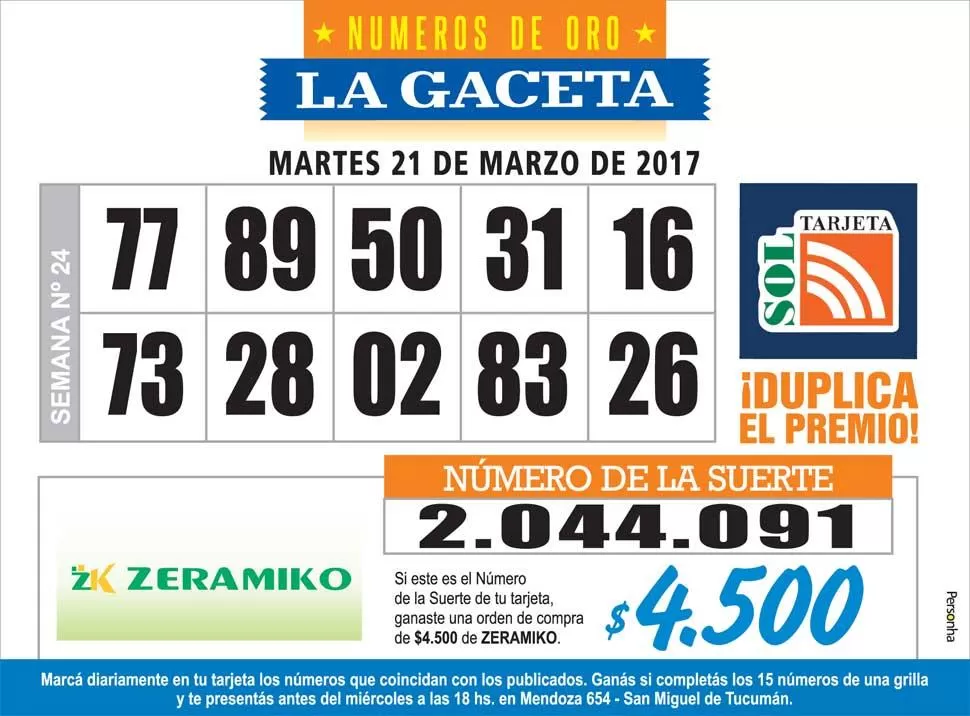 Los Números de Oro de LA GACETA