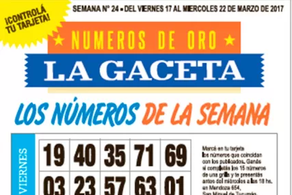 La grilla completa de los Números de Oro: hay $ 180.000 en juego