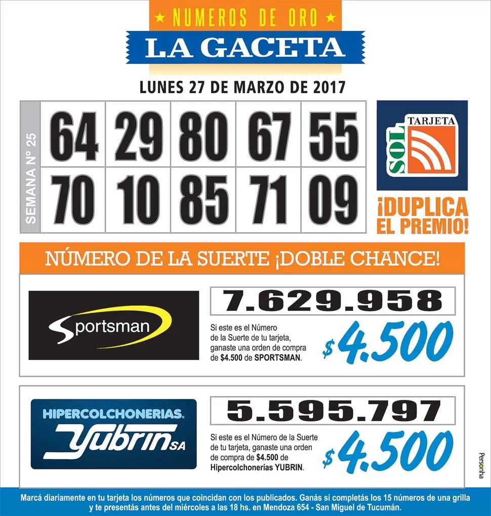 Los Números de Oro de LA GACETA