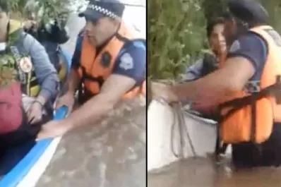 Video: así rescataban a las docentes de la camioneta arrastrada por el agua