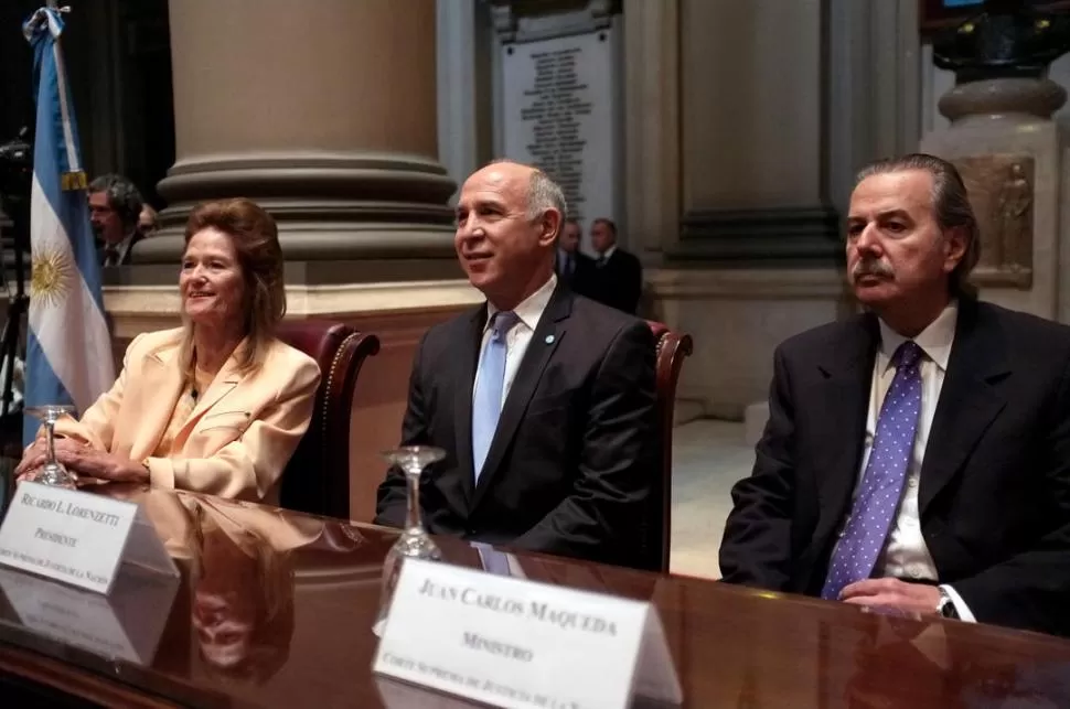 TRES MINISTROS DE LA CORTE DE LA NACIÓN. Elena Highton, Ricardo Lorenzetti y Juan Carlos Maqueda.  dyn