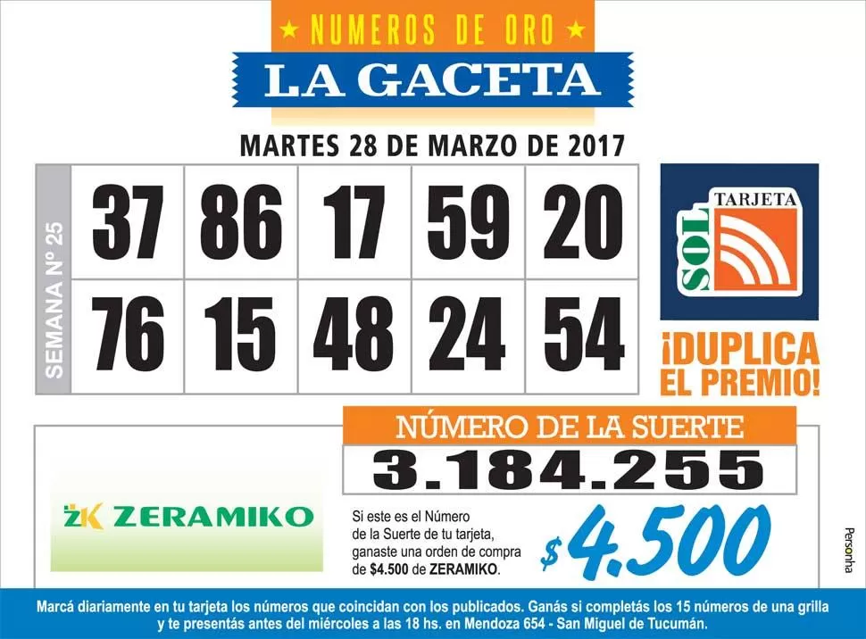 Los Números de Oro de LA GACETA