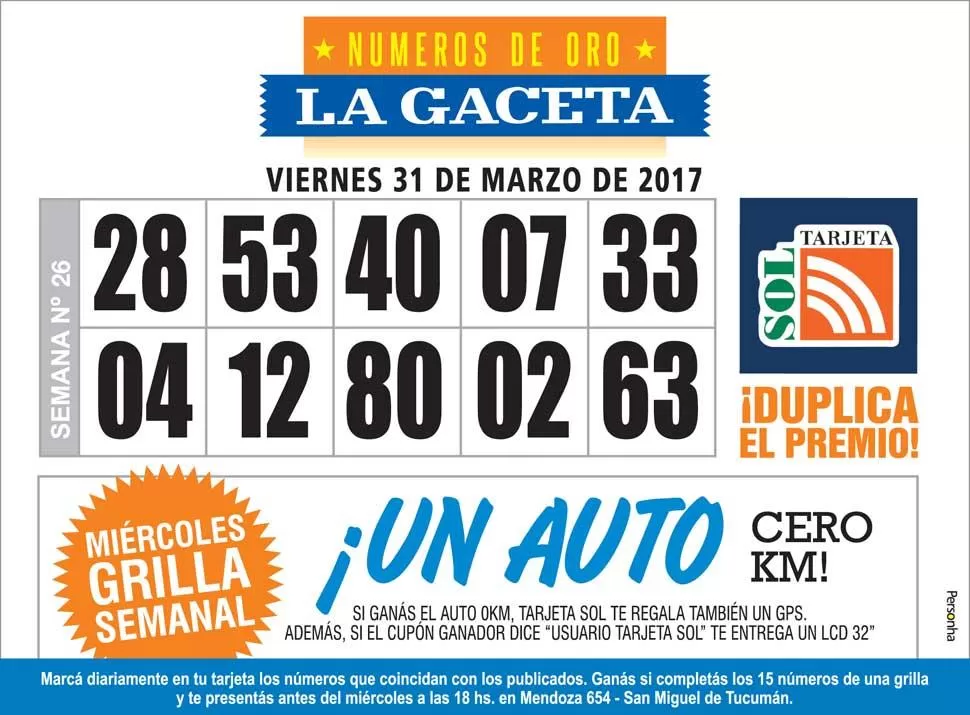 Los Números de Oro de LA GACETA