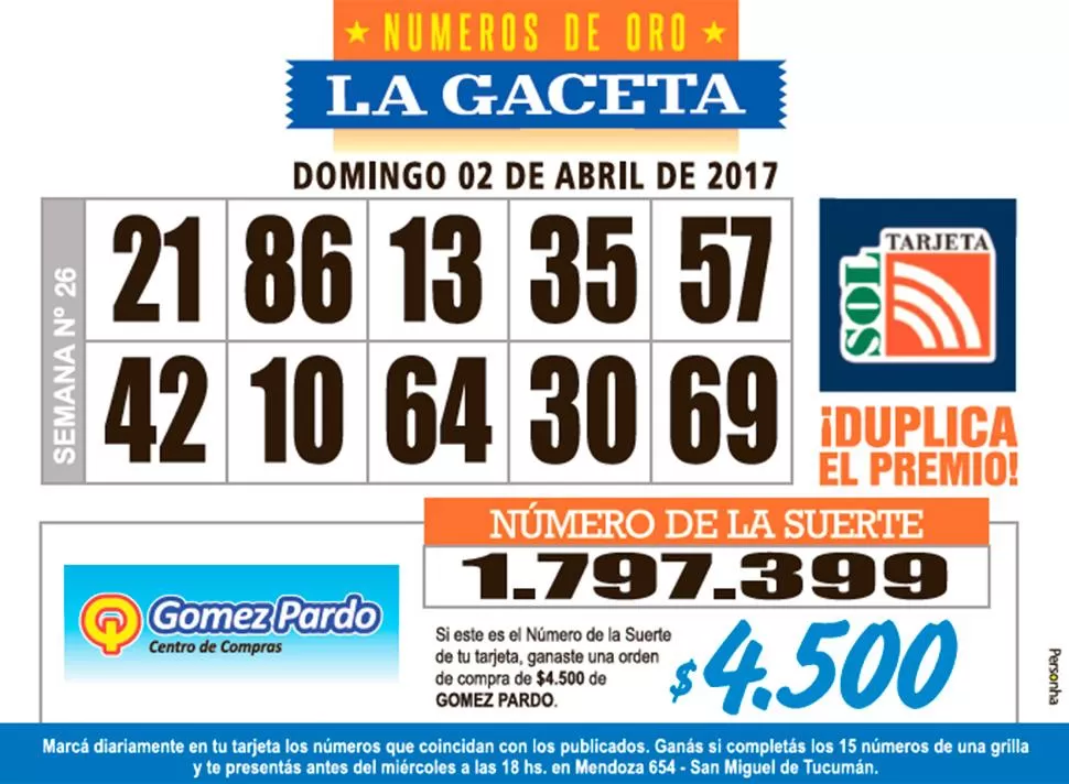 Los Números de Oro de LA GACETA