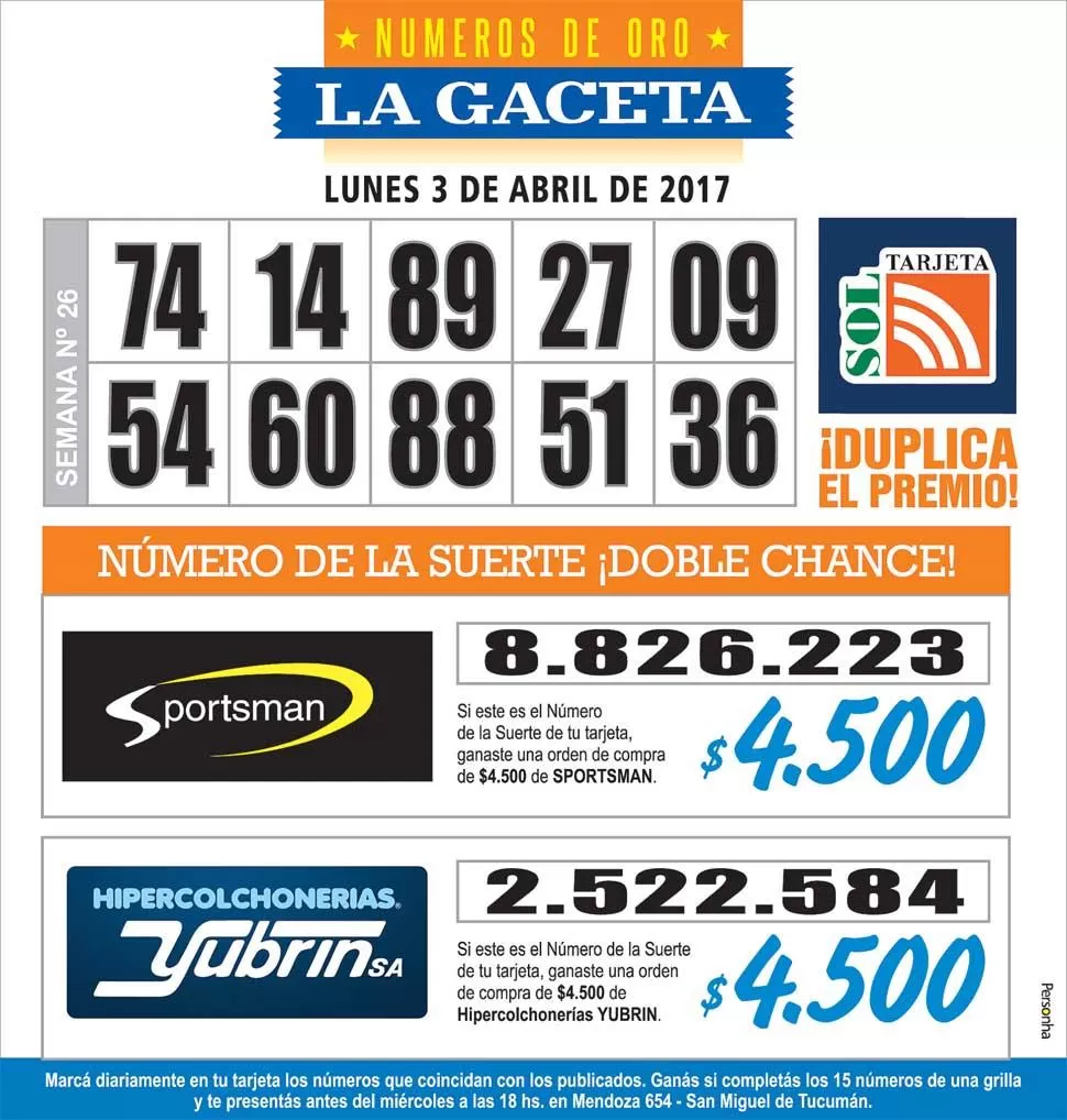 Los Números de Oro de LA GACETA