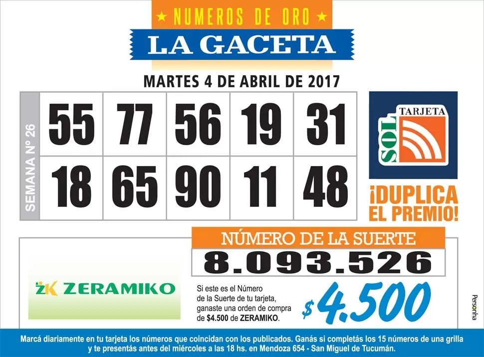 Los Números de Oro de LA GACETA