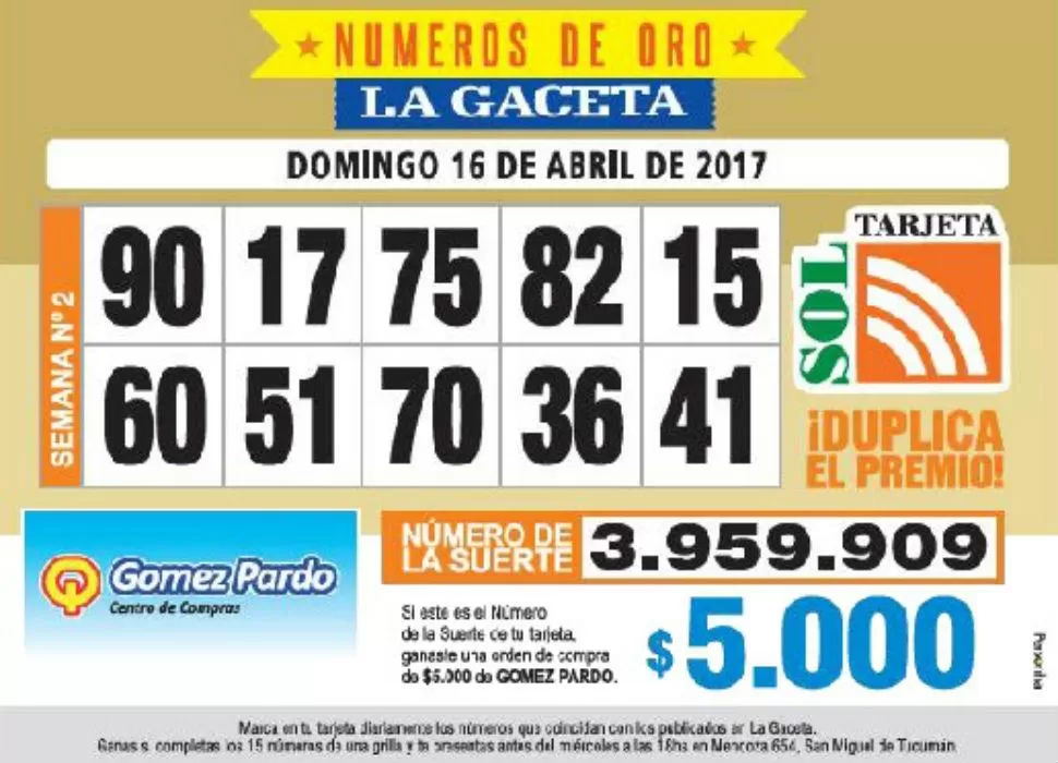 Los Números de Oro de LA GACETA