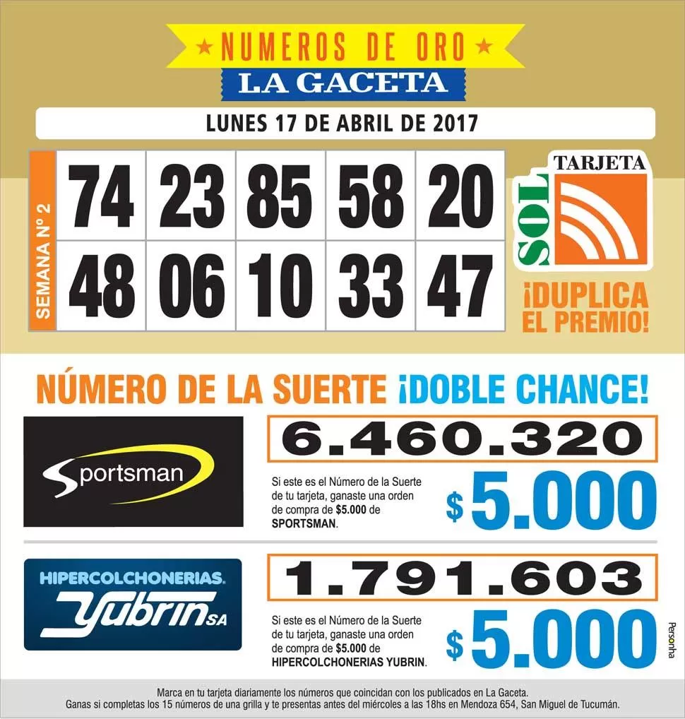 Los Números de Oro de LA GACETA