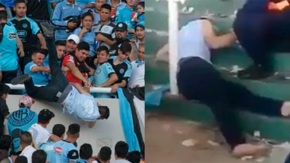 BARBARIE. Balbo fue arrojado al vacío cuando intentaba escapar de los golpes en la tribuna. 