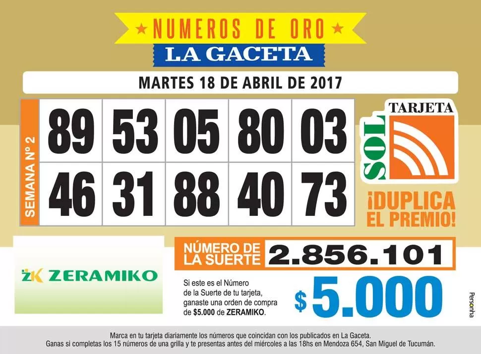 Los Números de Oro de LA GACETA