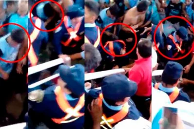 Video: luego de ser arrojado de la tribuna, a Balbo le robaron las zapatillas