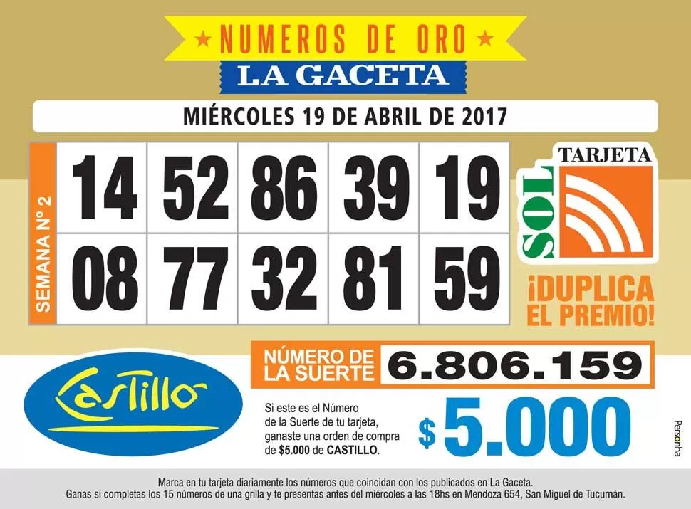 Los Números de Oro de LA GACETA