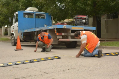 Boulevard 9 de Julio: colocan reductores de velocidad para evitar accidentes