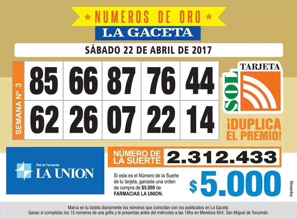 Los Números de Oro de LA GACETA