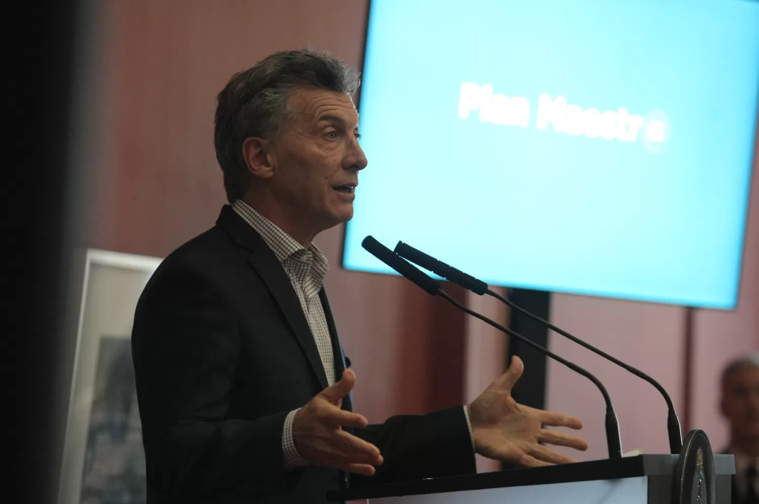 MAURICIO MACRI. El presidente, durante el lanzamiento de la plataforma del Plan Maestro. DYN