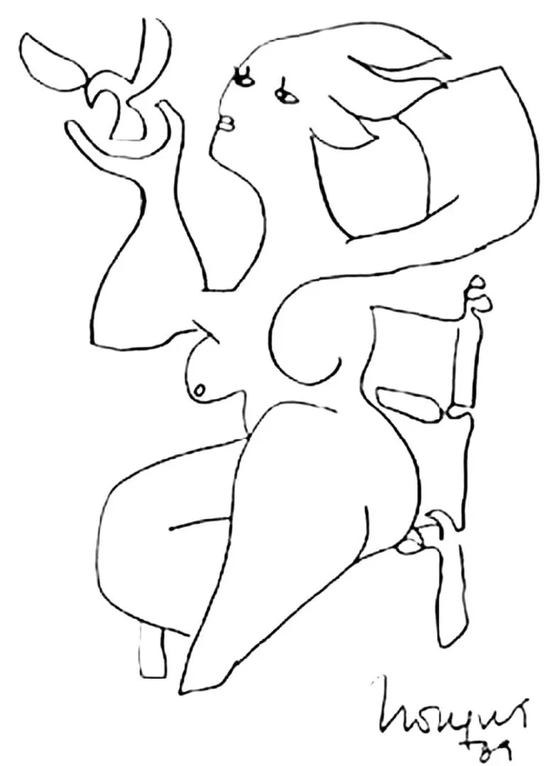 “URDIMBRE”. Uno de los dibujos del artista plástico Isaías Nougués, que integra la muestra que puede visitarse en el Centro Cultural Virla. 