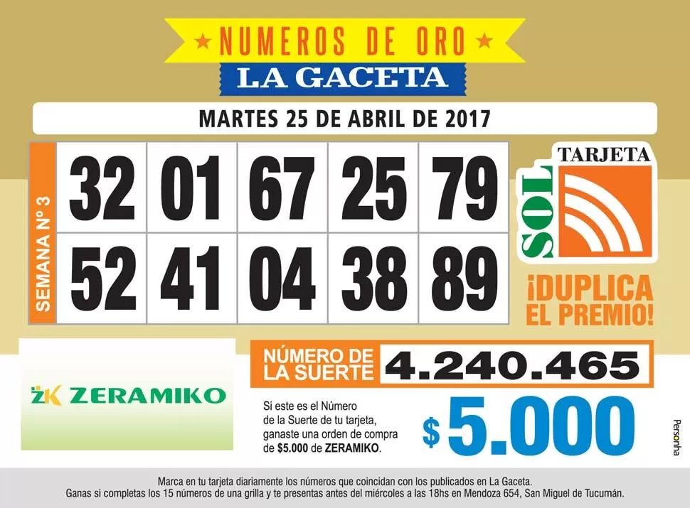 Los Números de Oro de LA GACETA