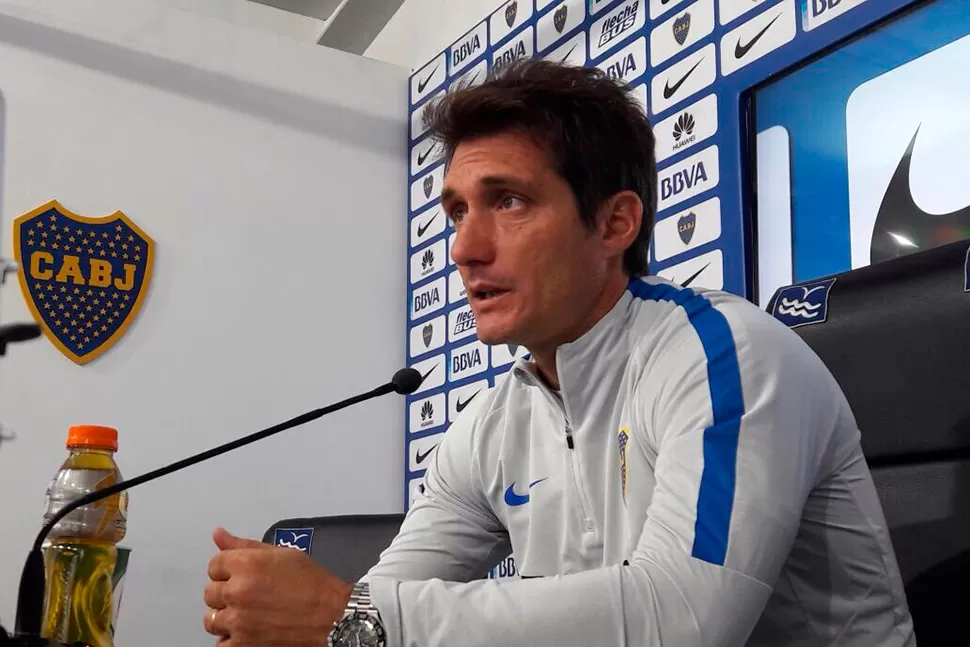 Guillermo Barros Schelotto, durante la coneferencia de prensa.
FOTO TOMADA DE PRENSA CLUB ATLÉTICO BOCA JUNIORS