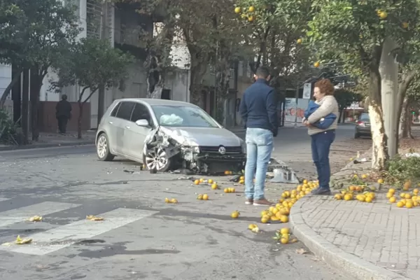 Chocó contra un naranjo en barrio Sur