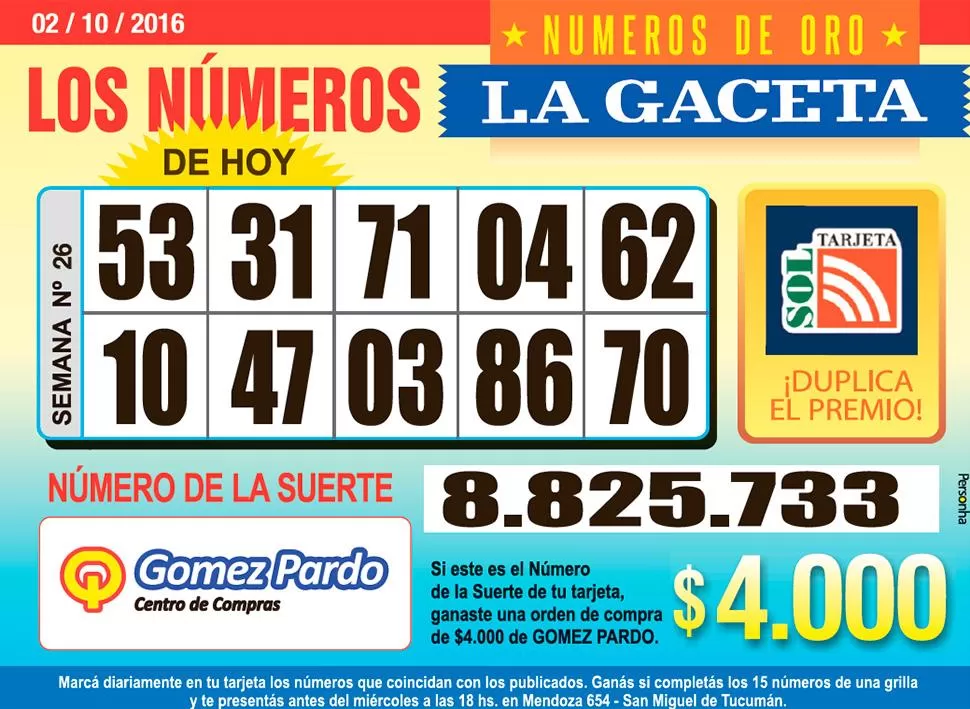 Los Números de Oro de LA GACETA