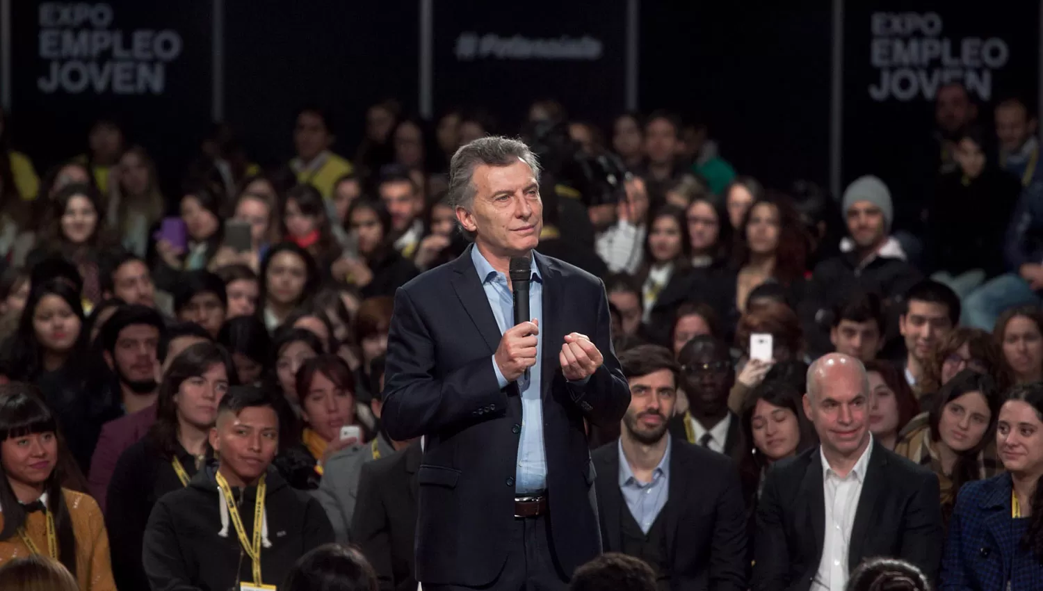 MAURICIO MACRI. El presidente habla en la apertura de Expo Empleo Joven. DYN