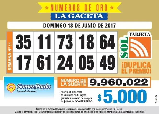 Los Números de Oro de LA GACETA