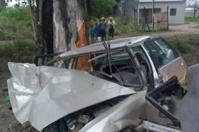 Un auto se estrelló contra un árbol en la ruta 9