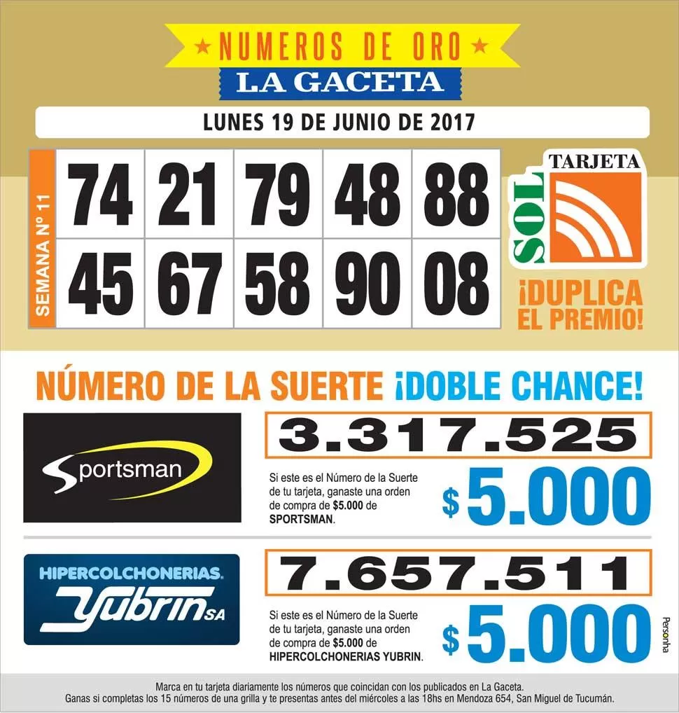 Los Números de Oro de LA GACETA