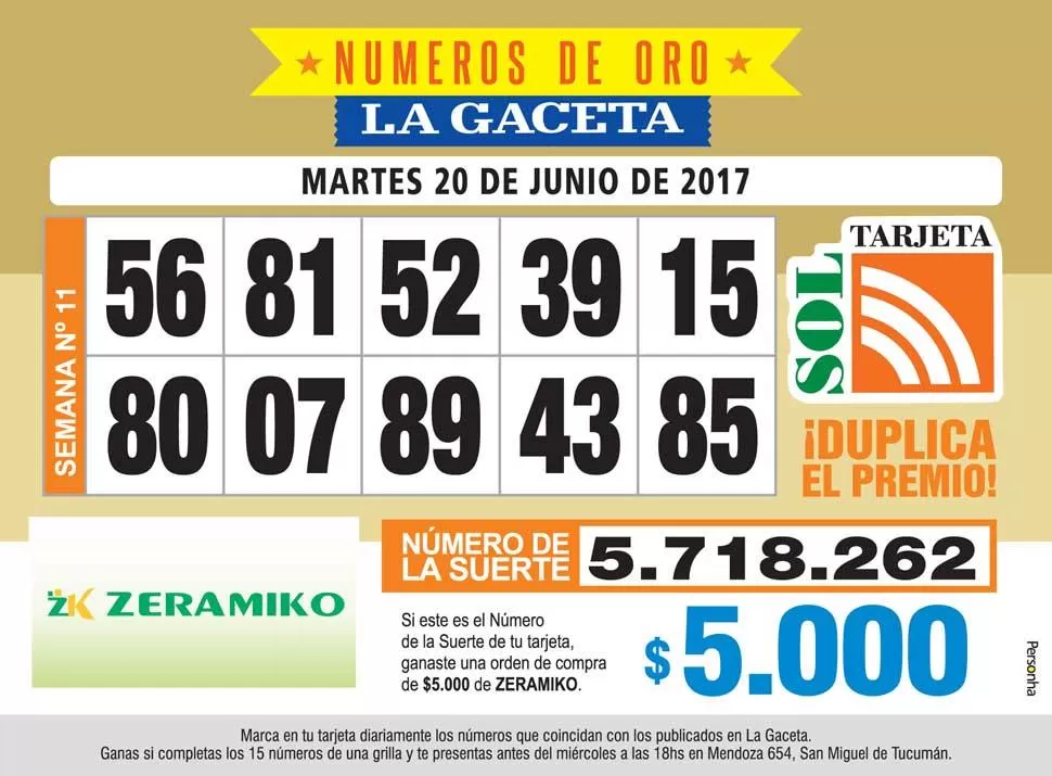 Los Números de Oro de LA GACETA