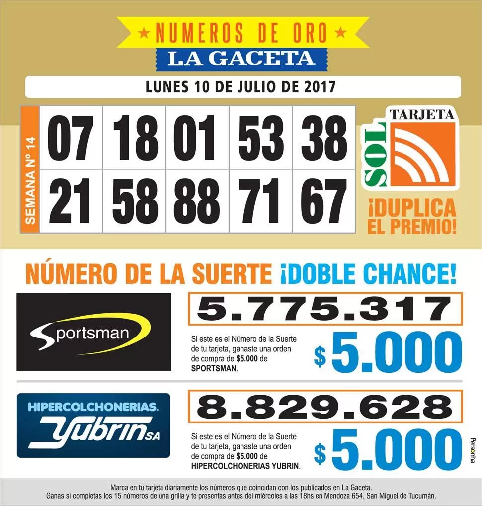 Los Números de Oro de LA GACETA