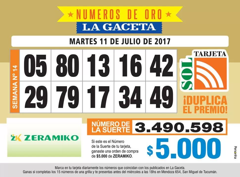 Los Números de Oro de LA GACETA