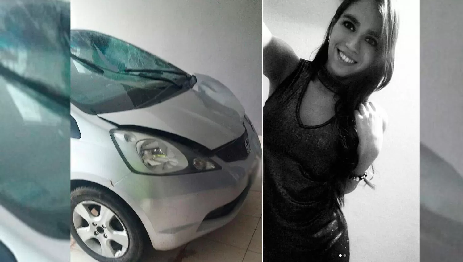 EL AUTO. El Honda Fit quedó con abolladuras luego de haber embestido a Paula Argañaraz. ARCHIVO