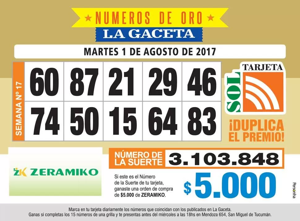 Los Números de Oro de LA GACETA