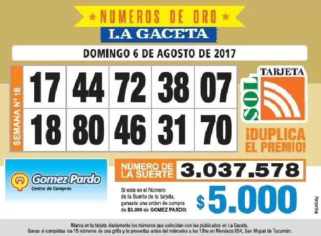 Los Números de Oro de LA GACETA