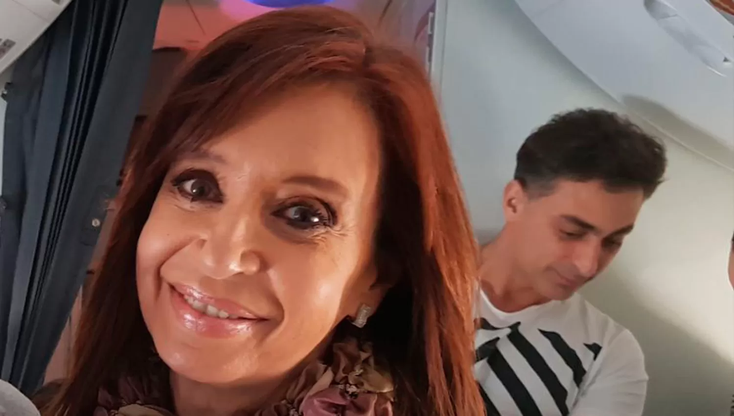 Cristina fue la última en subir al avión.