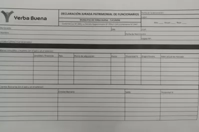 Así es la declaración jurada que deberán completar los funcionarios de Yerba Buena