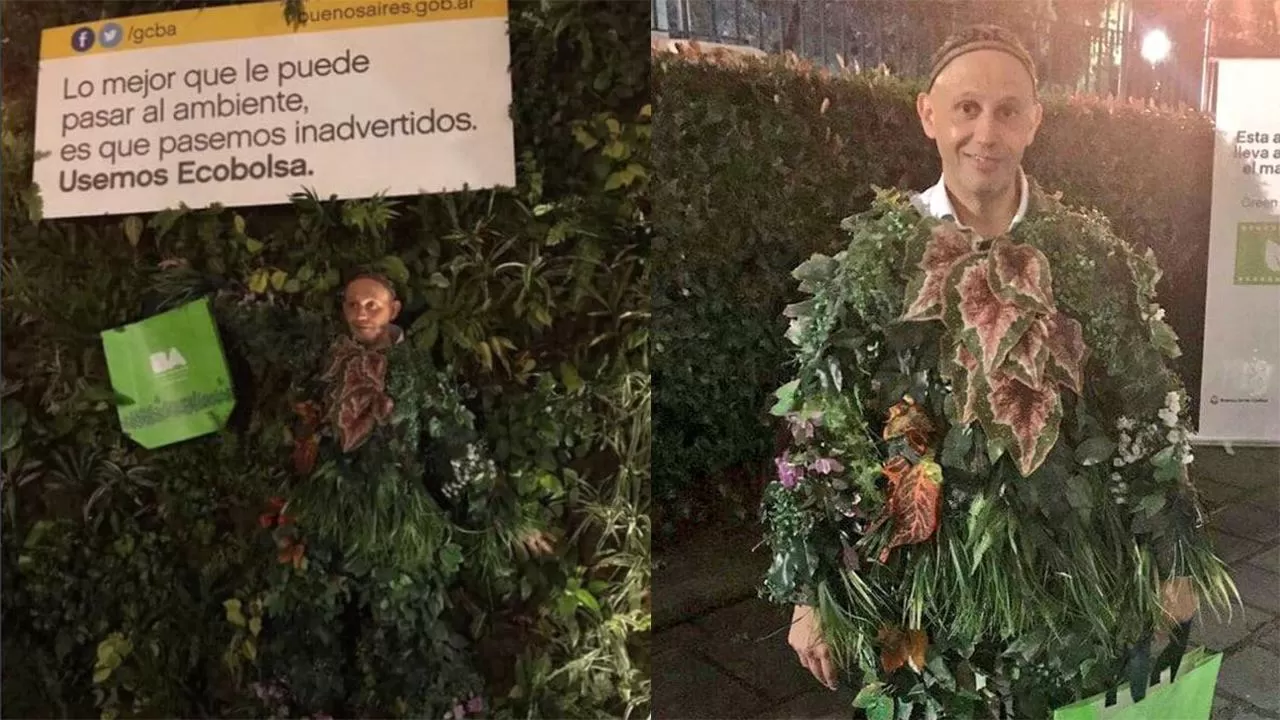 El ministro Bergman se disfrazó de planta y estallaron los memes